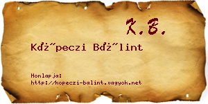 Köpeczi Bálint névjegykártya